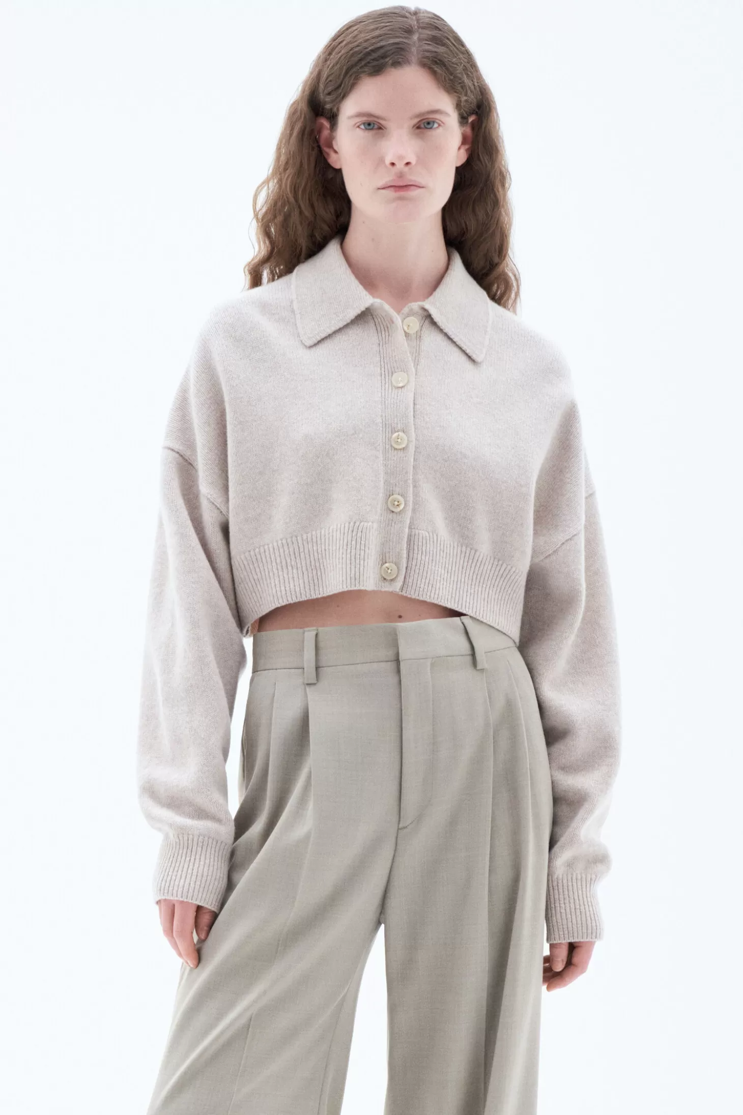 Filippa K Collar Cropped Cardigan-Woman Knitwear