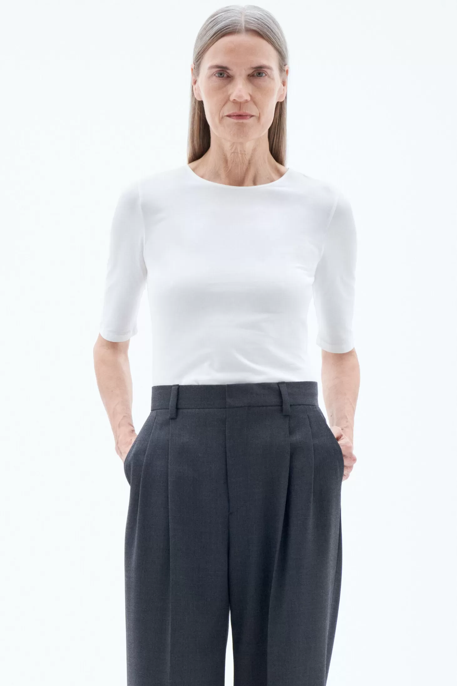 Filippa K Cotton Stretch Elbow Sleeve-Woman Tops