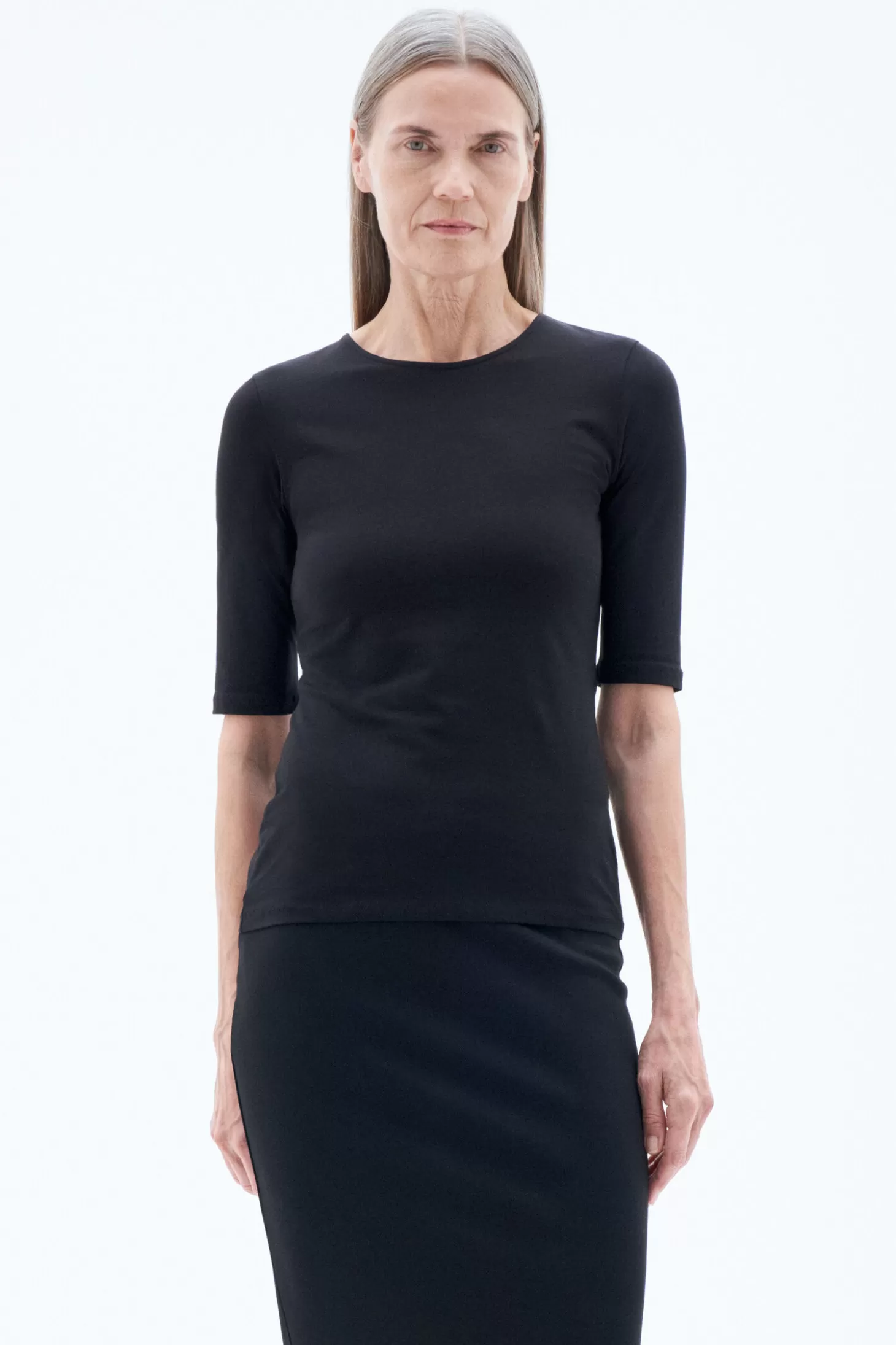 Filippa K Cotton Stretch Elbow Sleeve-Woman Tops