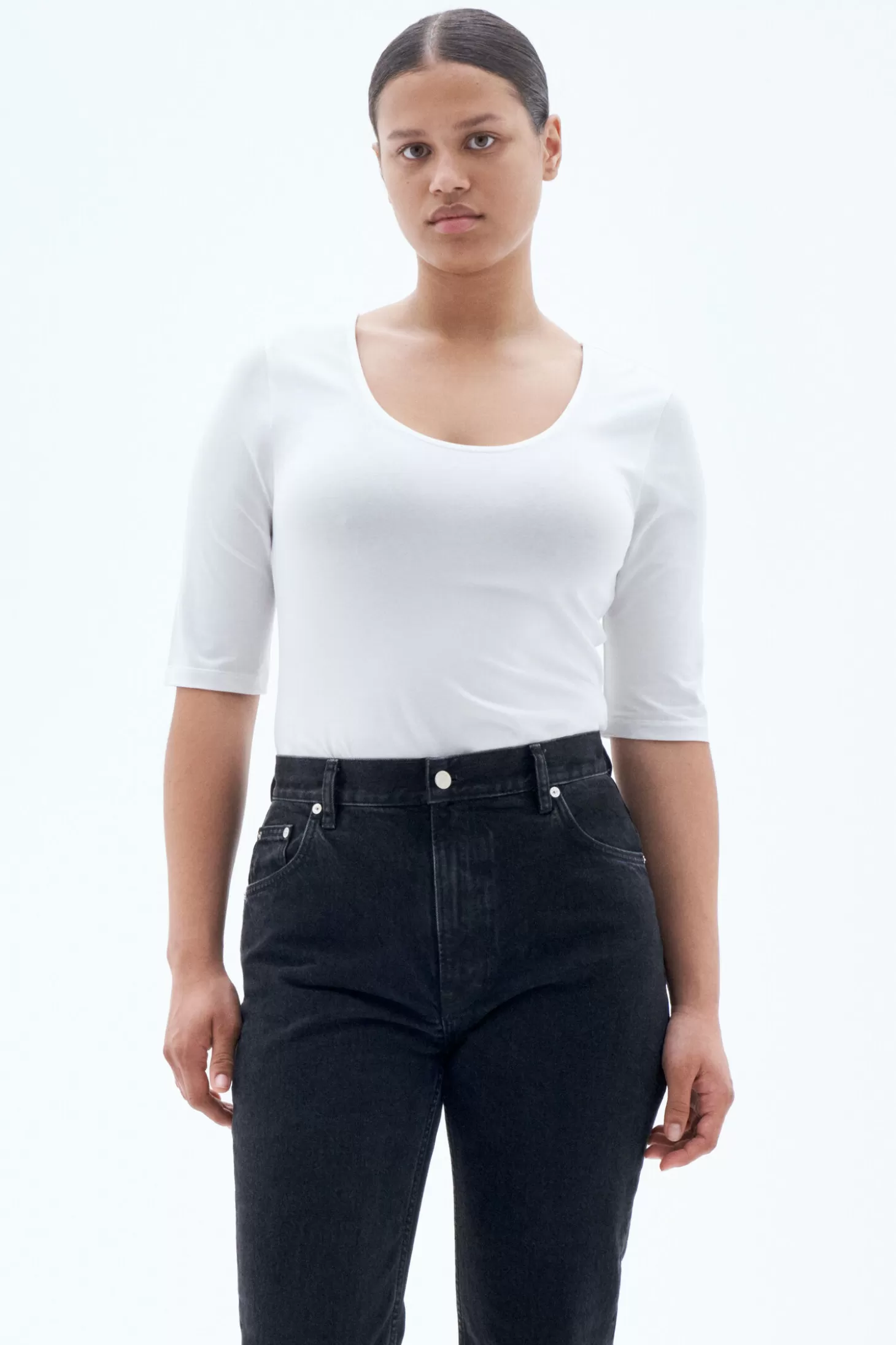 Filippa K Cotton Stretch Scoop Neck Top-Woman Tops