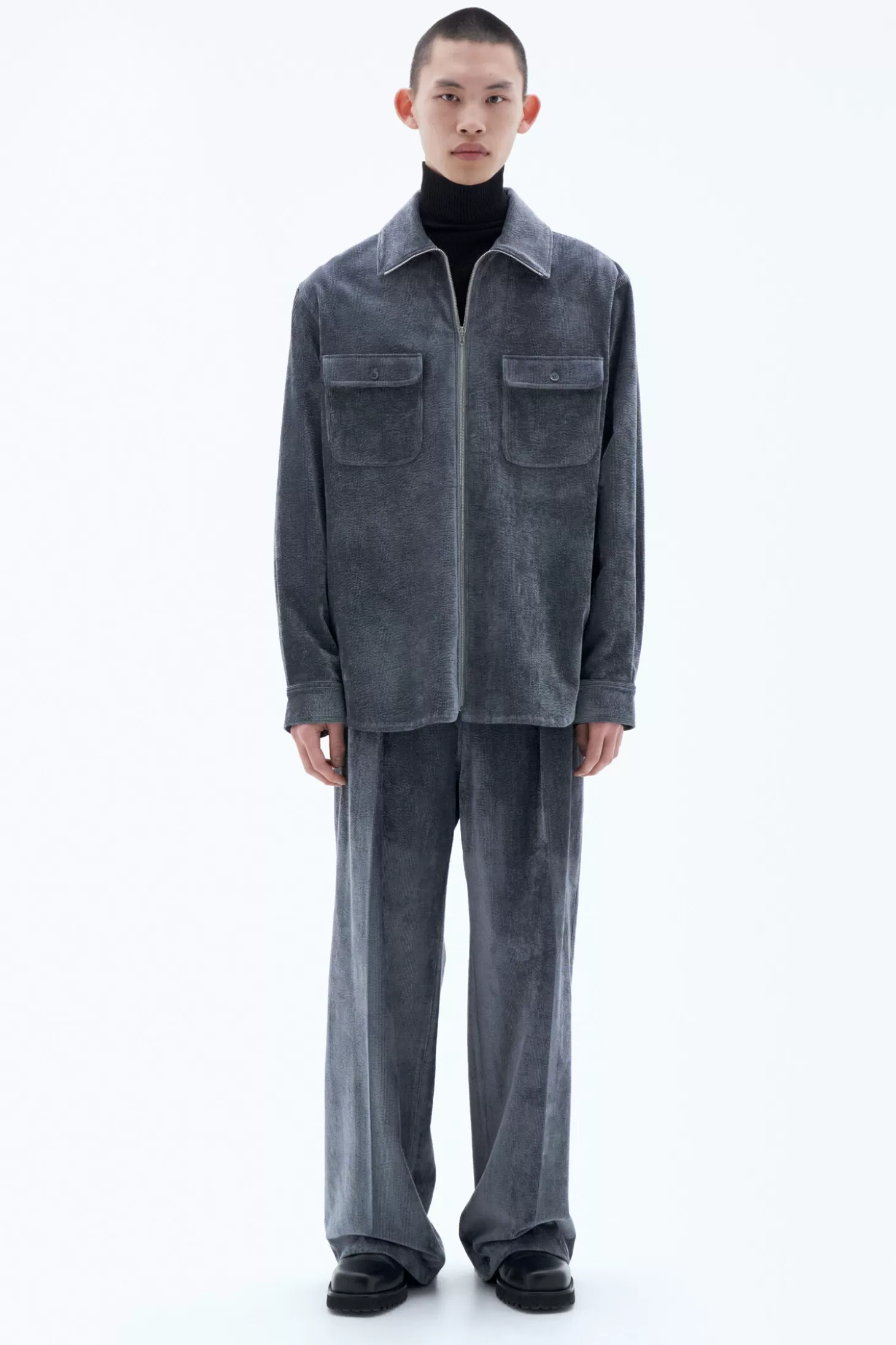 Filippa K Crushed Corduroy Zip Shirt-Man Shirts | Outerwear