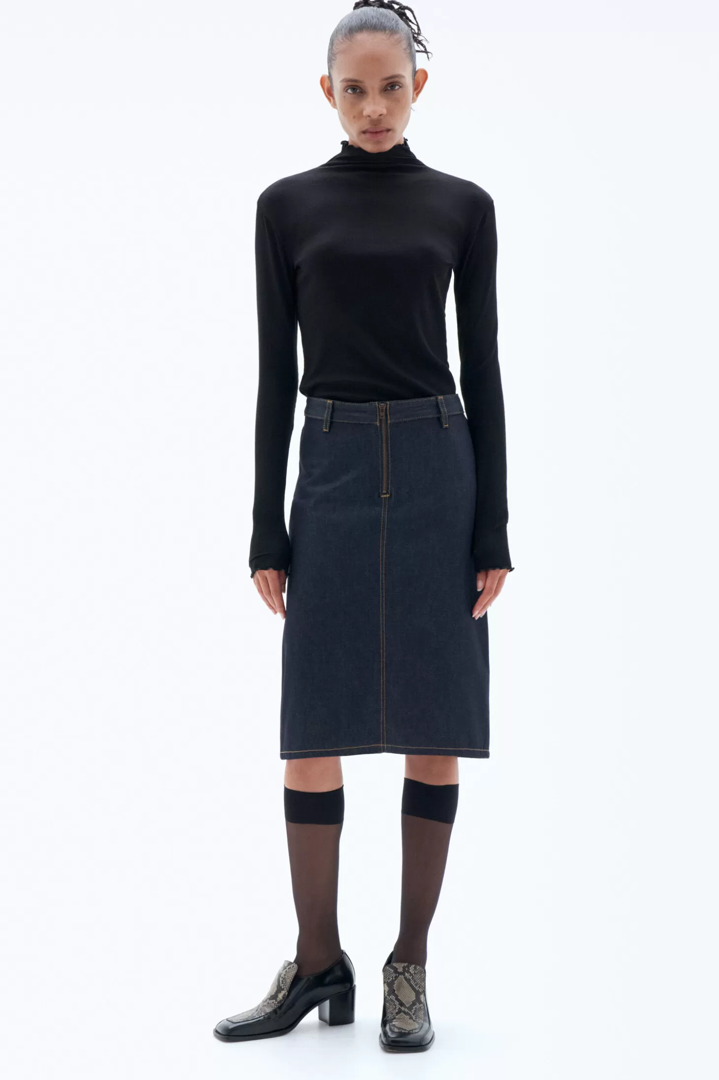 Filippa K Denim Midi Zip Skirt-Woman Skirts & Shorts