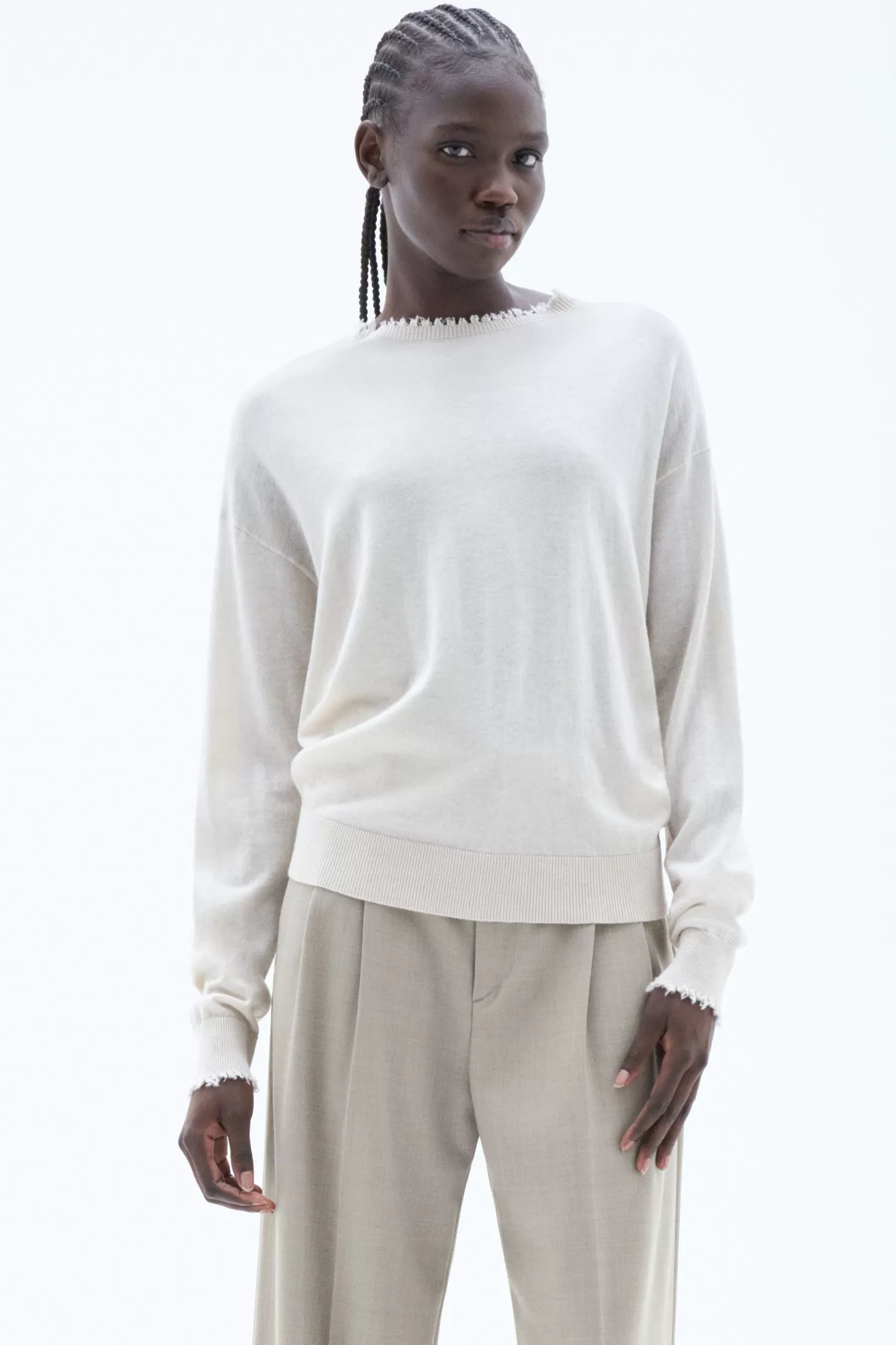 Filippa K Frayed R-Neck Top-Woman Knitwear