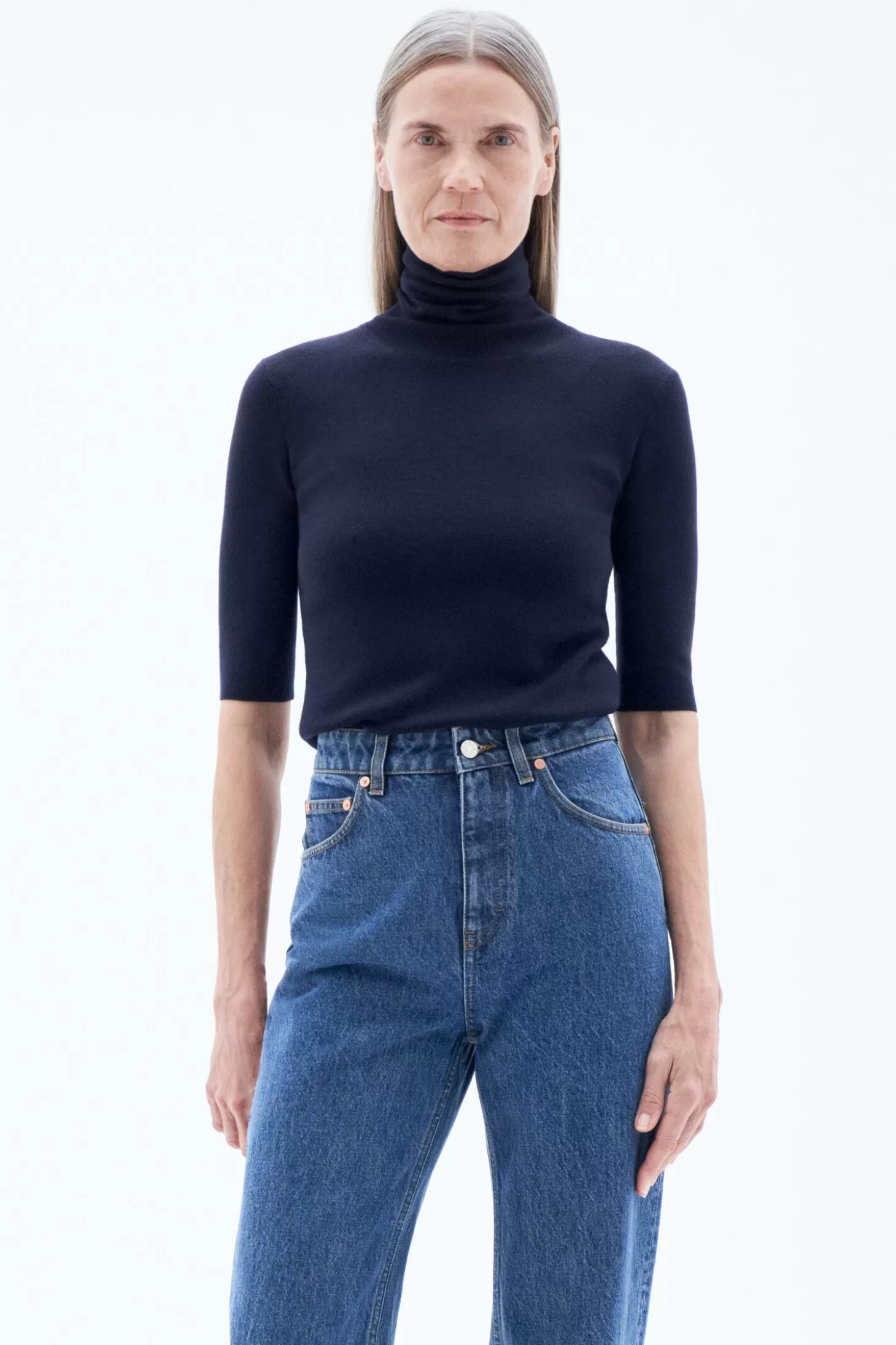 Filippa K Merino Elbow Sleeve Top-Woman Knitwear