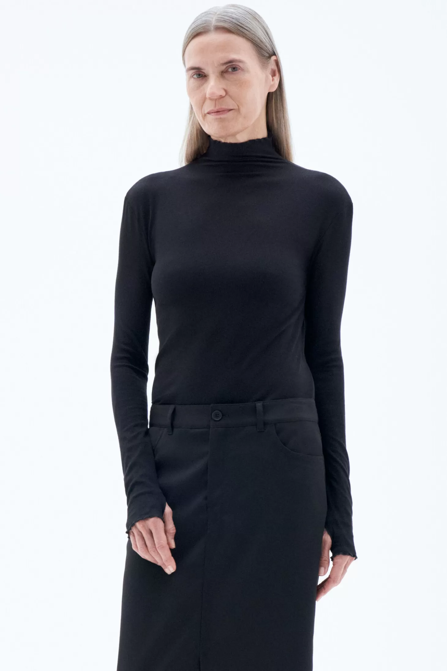 Filippa K Rib Mock Neck Top-Woman Tops