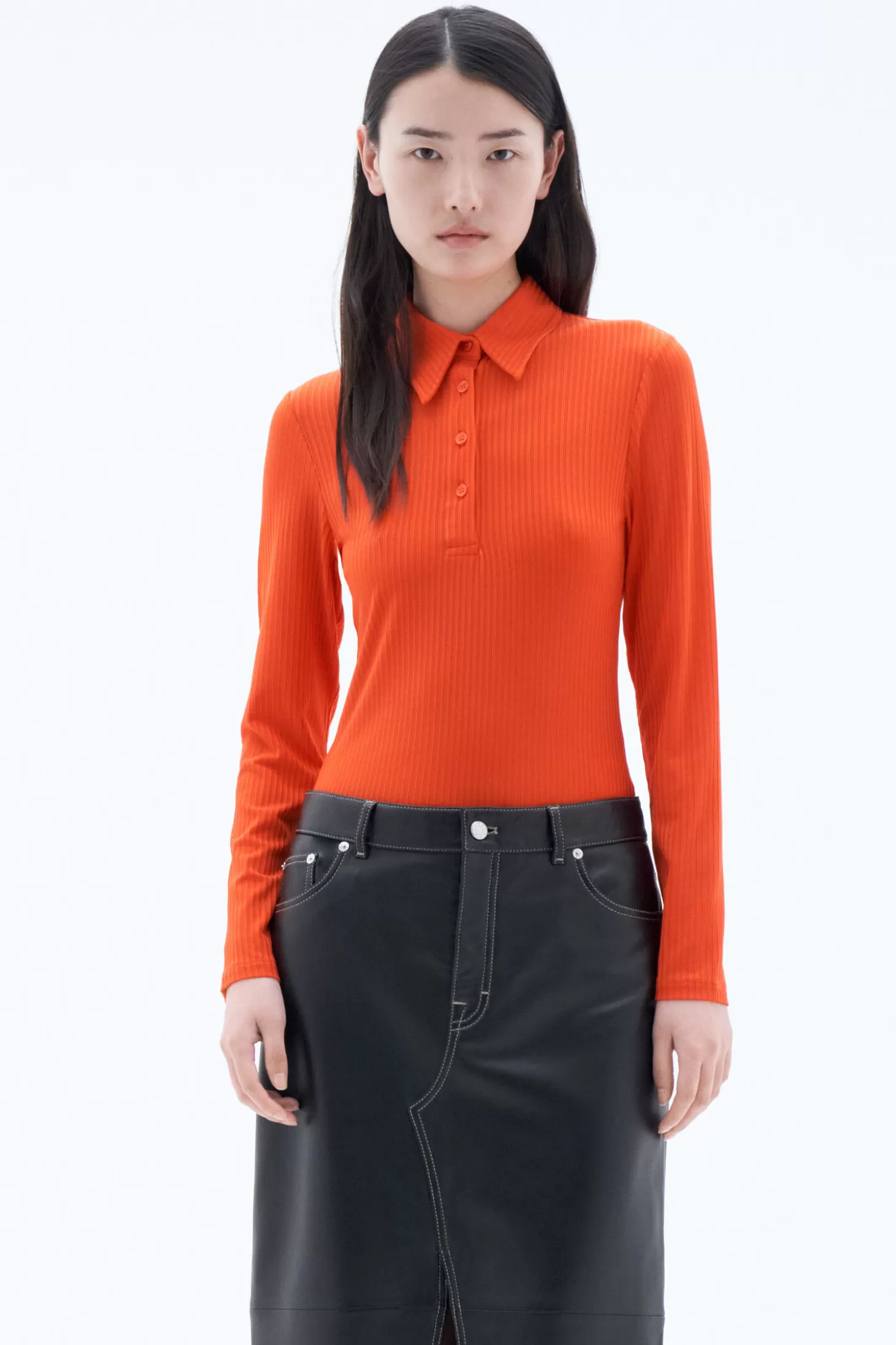 Filippa K Shiny Rib Button Polo-Woman Tops