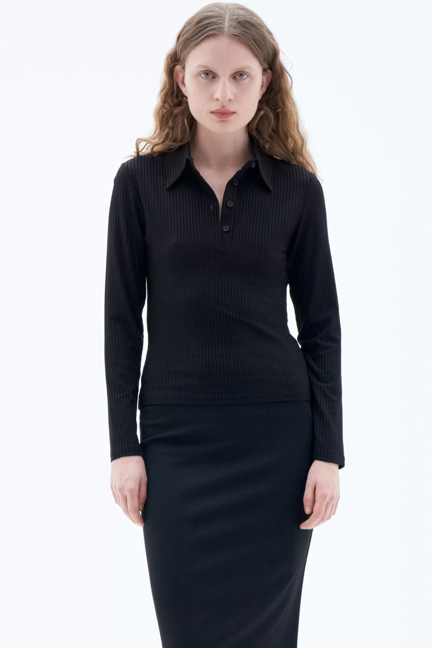 Filippa K Shiny Rib Button Polo-Woman Tops