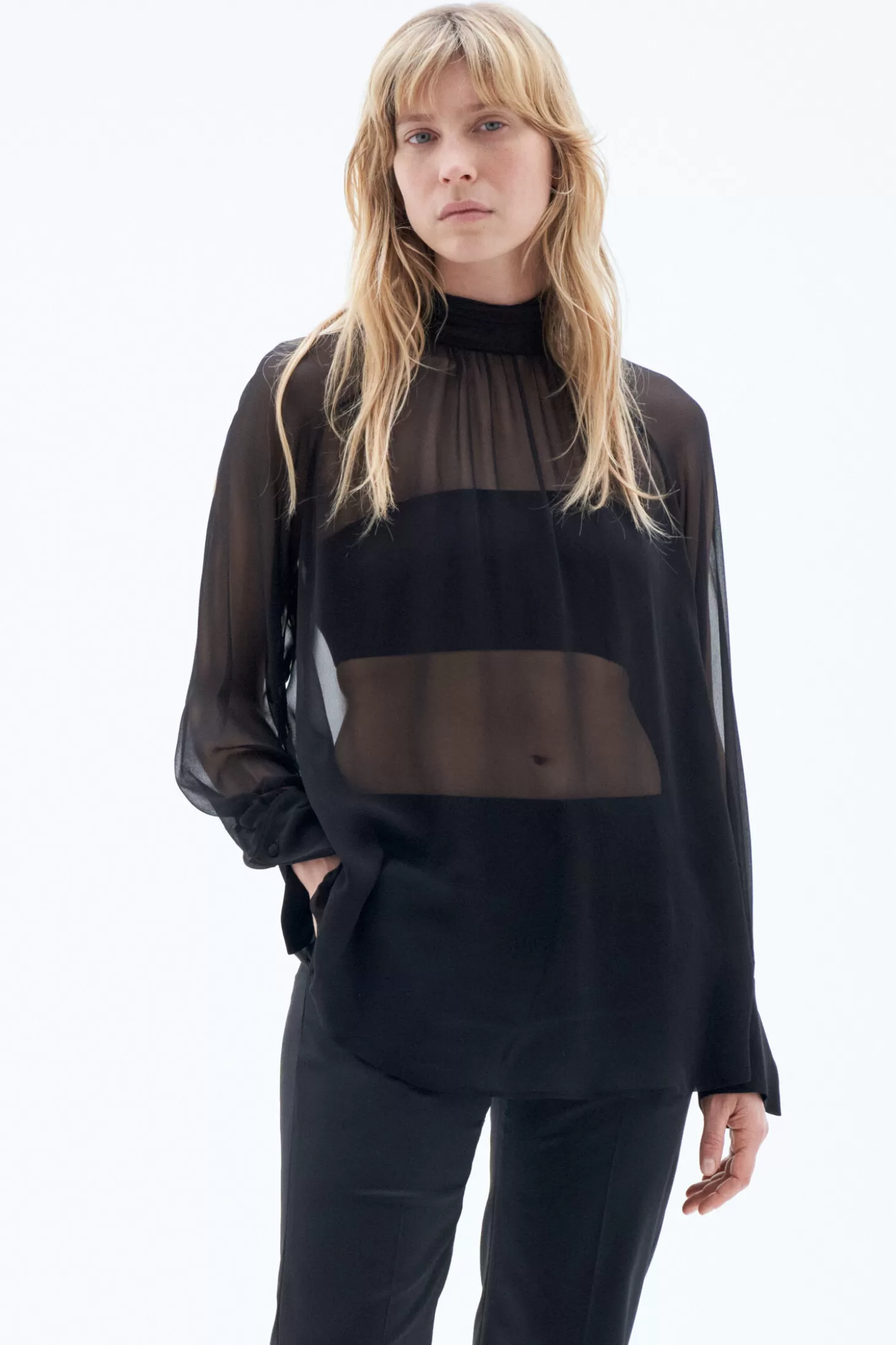 Filippa K Transparent Tie Neck Blouse-Woman Shirts & Blouses